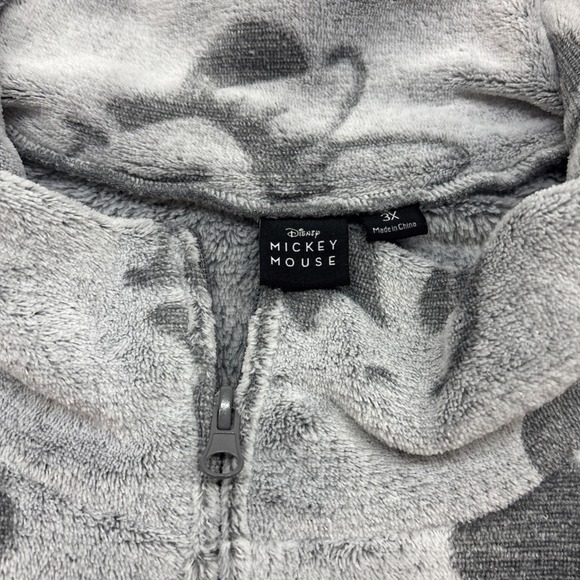 Disney Mickey & Minnie Mouse Sleepwear Full Zip Fleece Robe Jacket Gray Size 3X - Picture 5 of 7